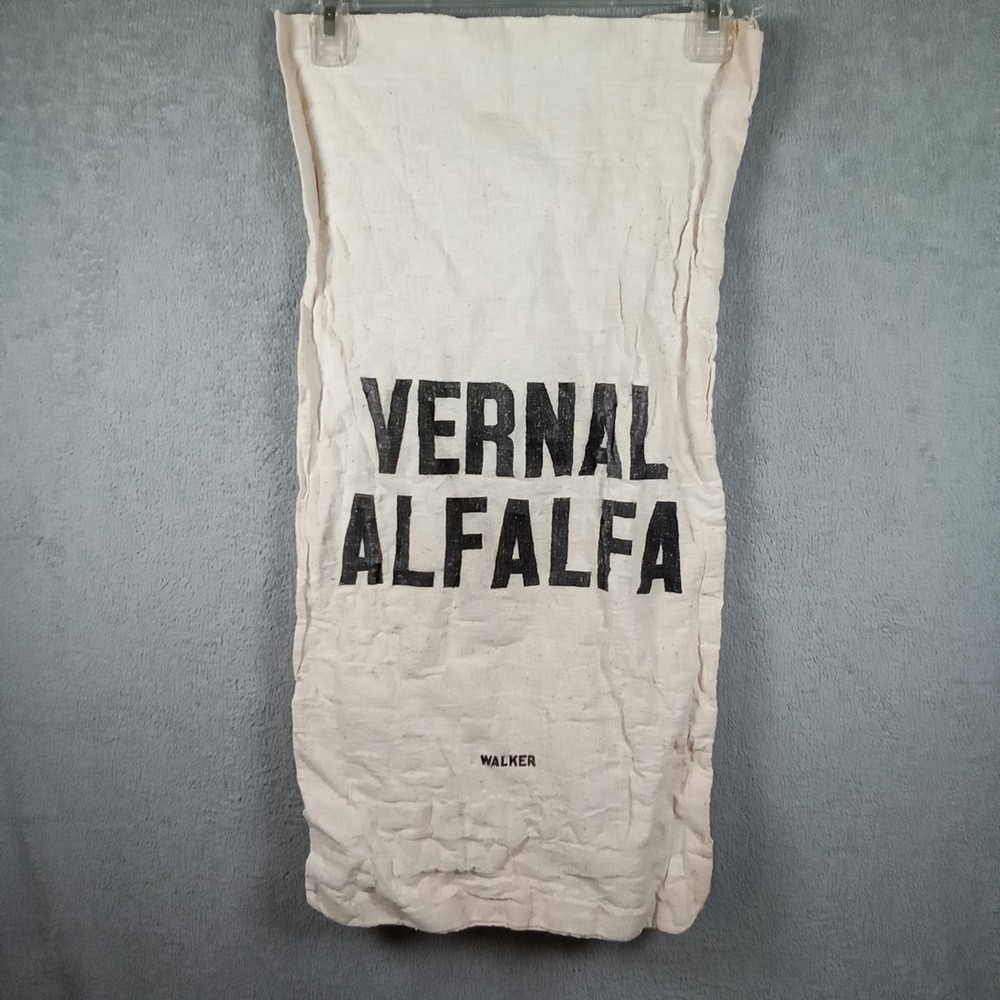 Vintage Vernal Alfalfa Walker‎ Seed Sack Rustic Cotton Fabric Farmhouse Decor